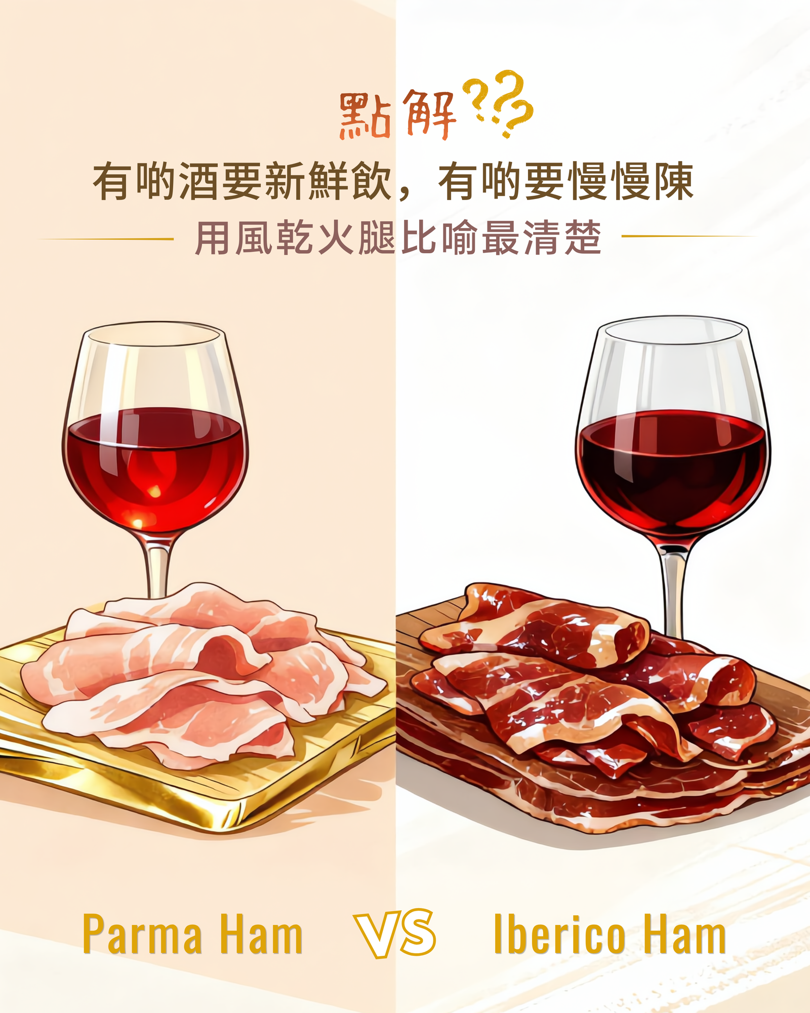✨ 葡萄酒飲新鮮定陳年？就好似Parma Ham vs Iberico Ham