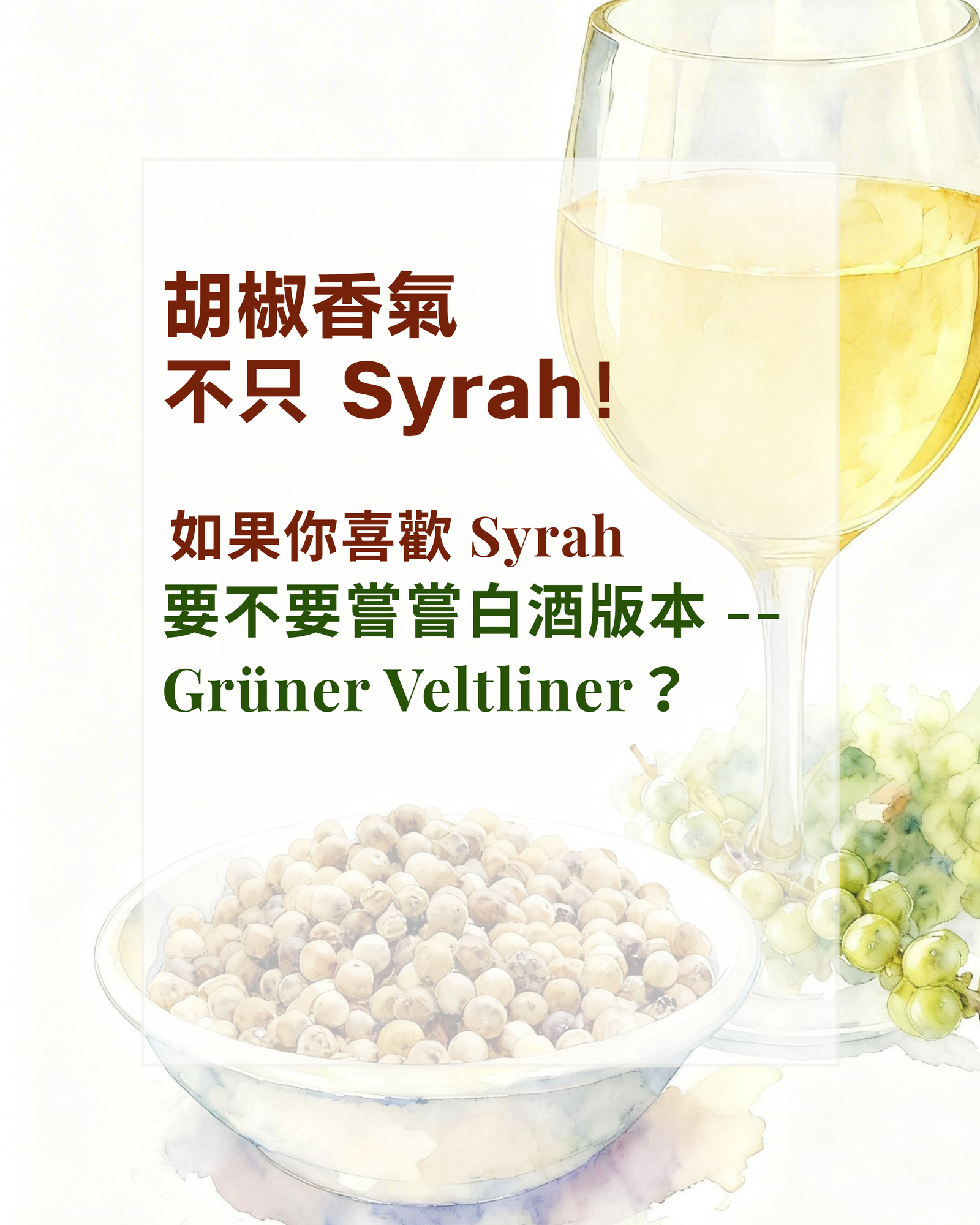 ✨ 如果你喜歡 Syrah的胡椒香氣  那就絕對不要錯過它的「白酒版本」