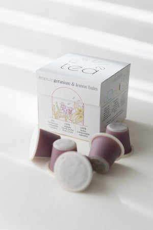 希臘有機草本茶膠囊 <br>Teapsule Organic Geranium & Lemon Balm <br>天竺葵與檸檬香蜂草 <br>- 10 capsules