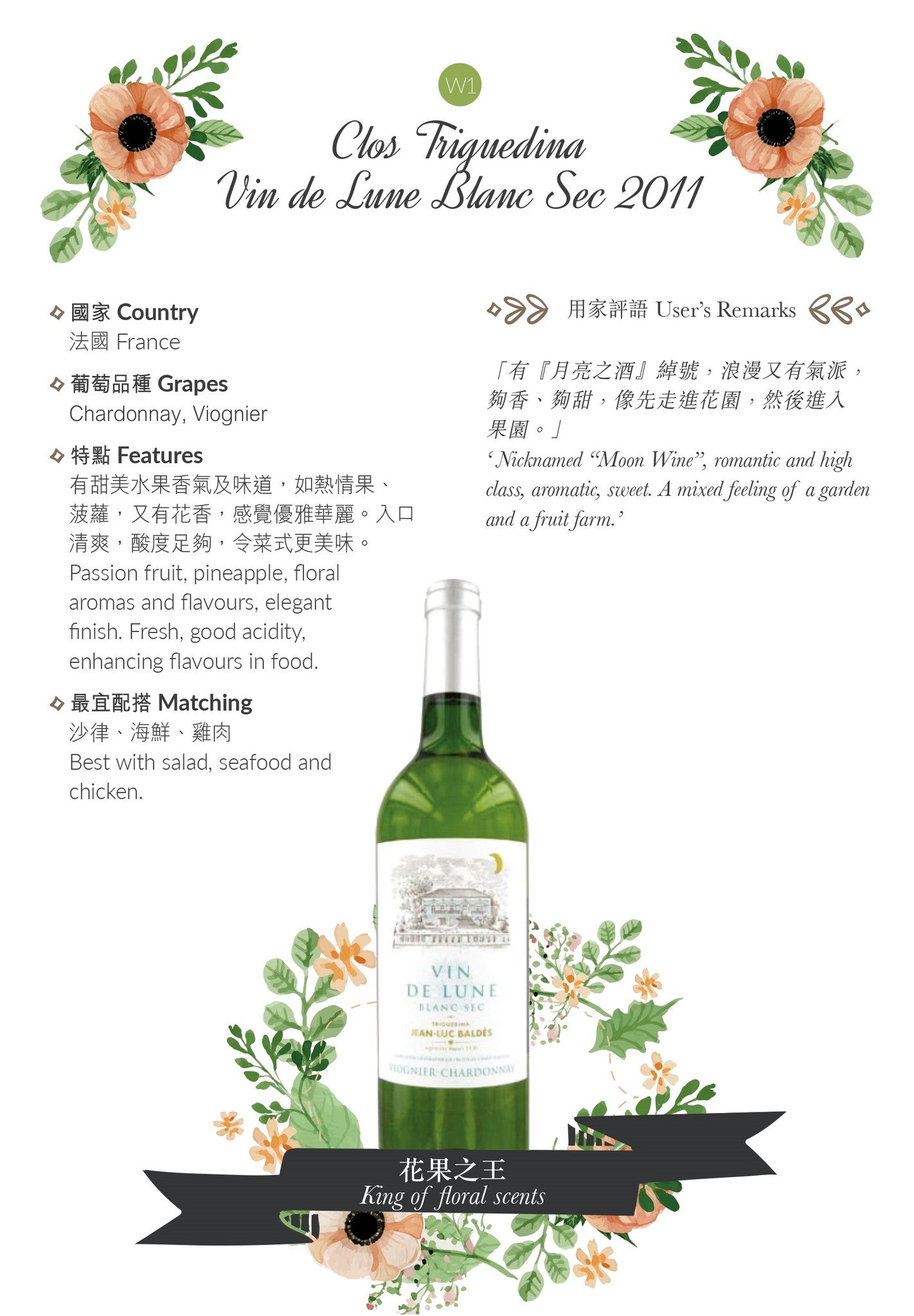 Clos Triguedina 'Vin de Lune' Blanc Sec 2011